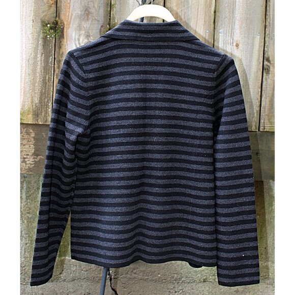 New w/Tags - Eileen Fisher Notch Collar Striped Blazer -100% Merino Interlock, M - Picture 4 of 11